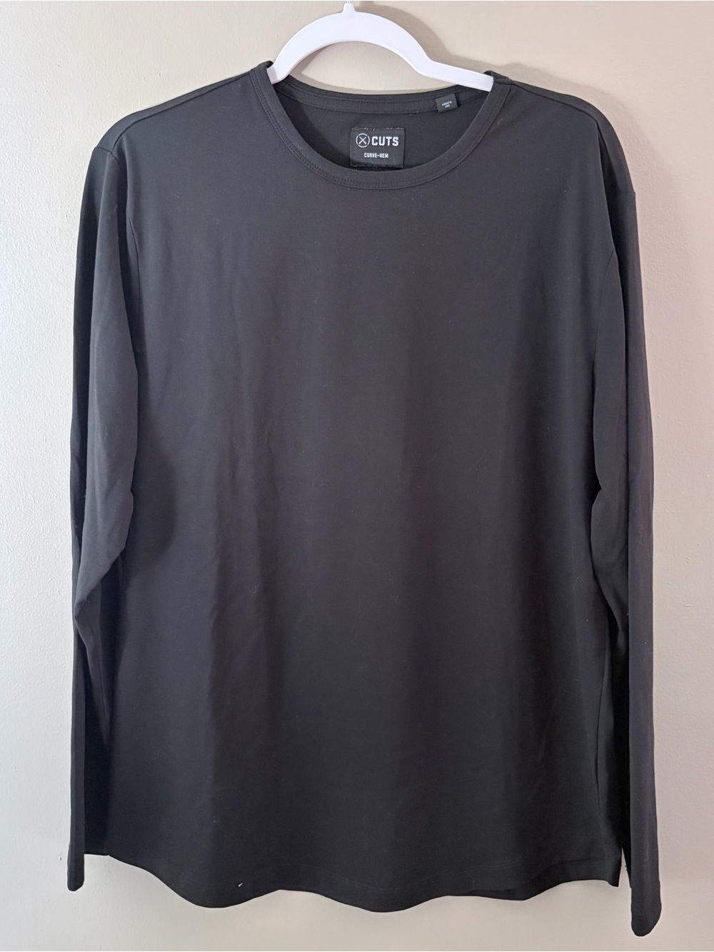 Cuts Clothing PYCA Pro Curve Hem Long Sleeve Crewneck Shirt Mens Large Black
